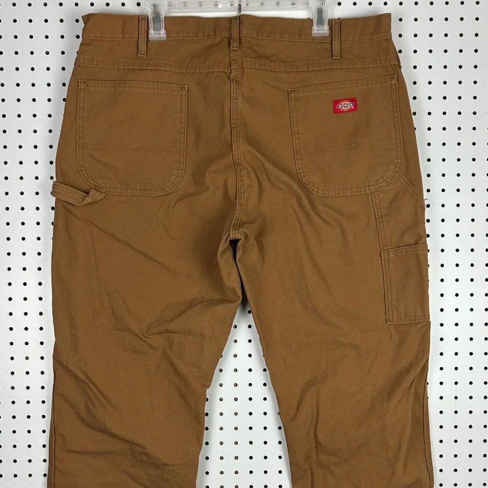 Dickies Carpenter Pants Men's 40x30 Brown Cotton Work Wear‎ Hammer Loop Wide Leg